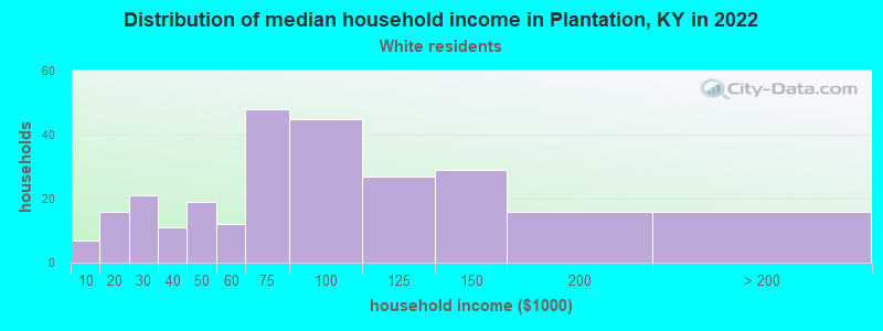 Distribution of median household income in Plantation, KY in 2022