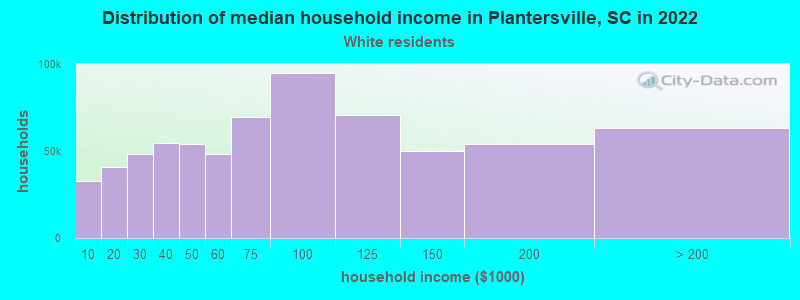 Distribution of median household income in Plantersville, SC in 2022