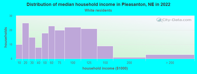 Distribution of median household income in Pleasanton, NE in 2022