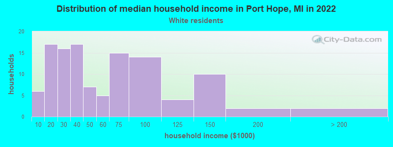 Distribution of median household income in Port Hope, MI in 2022