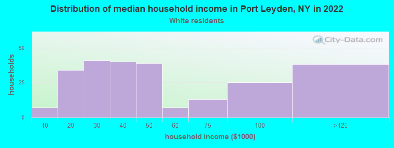 Distribution of median household income in Port Leyden, NY in 2022