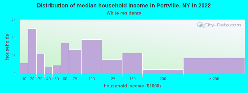 Distribution of median household income in Portville, NY in 2022