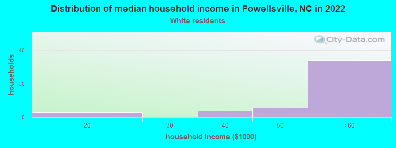 Distribution of median household income in Powellsville, NC in 2022