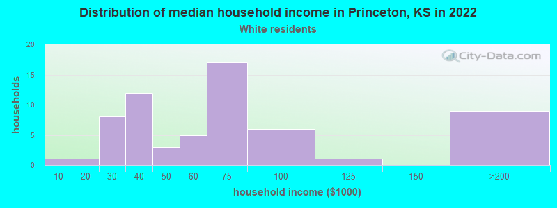 Distribution of median household income in Princeton, KS in 2022