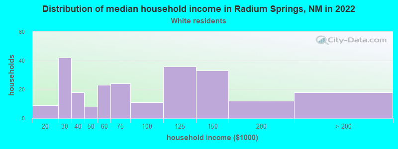 Distribution of median household income in Radium Springs, NM in 2022