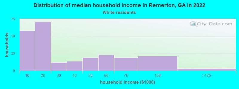 Distribution of median household income in Remerton, GA in 2022