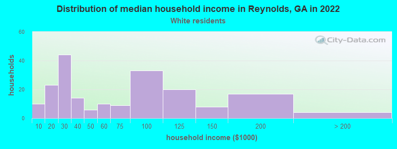 Distribution of median household income in Reynolds, GA in 2022