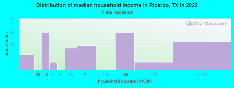 Distribution of median household income in Ricardo, TX in 2022