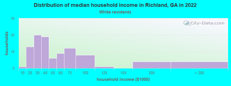Distribution of median household income in Richland, GA in 2022