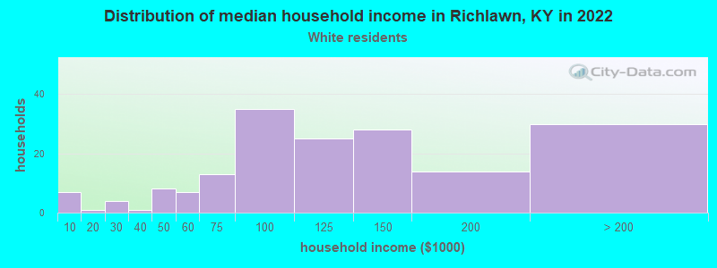 Distribution of median household income in Richlawn, KY in 2022