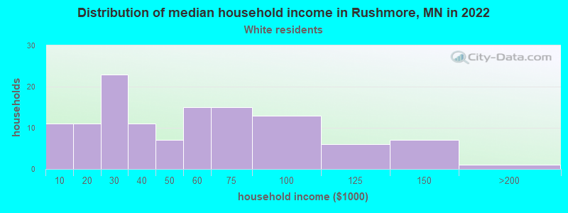 Distribution of median household income in Rushmore, MN in 2022