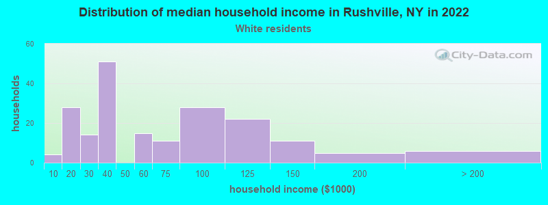 Distribution of median household income in Rushville, NY in 2022