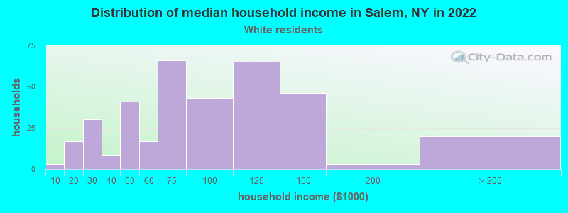 Distribution of median household income in Salem, NY in 2022