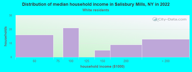 Distribution of median household income in Salisbury Mills, NY in 2022