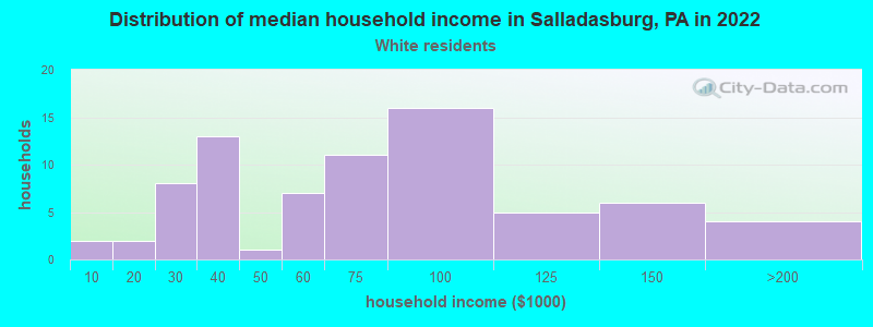 Distribution of median household income in Salladasburg, PA in 2022