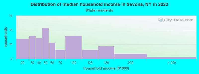 Distribution of median household income in Savona, NY in 2022