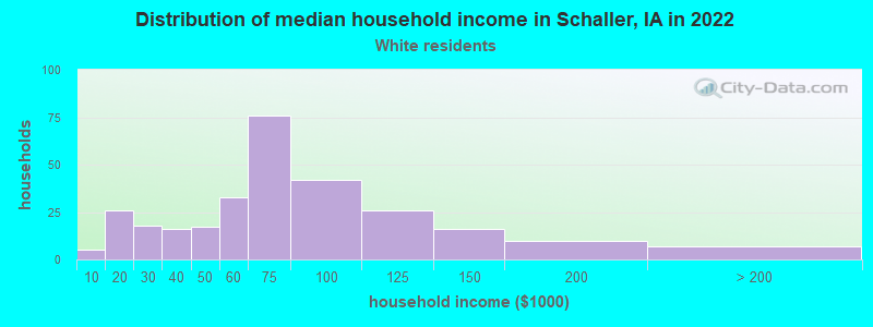 Distribution of median household income in Schaller, IA in 2022