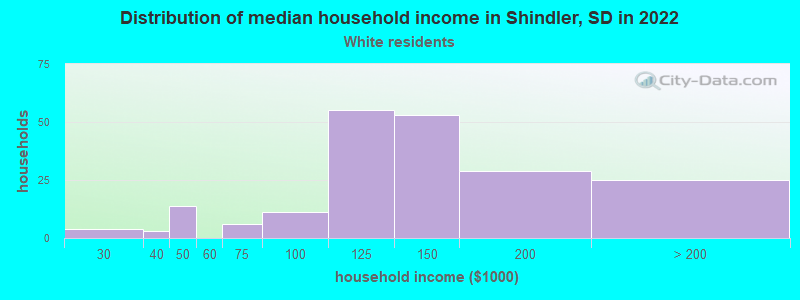 Distribution of median household income in Shindler, SD in 2022