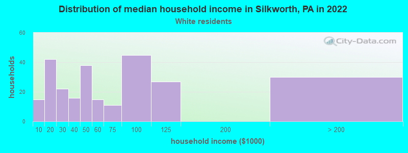 Distribution of median household income in Silkworth, PA in 2022