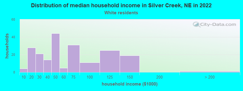 Distribution of median household income in Silver Creek, NE in 2022