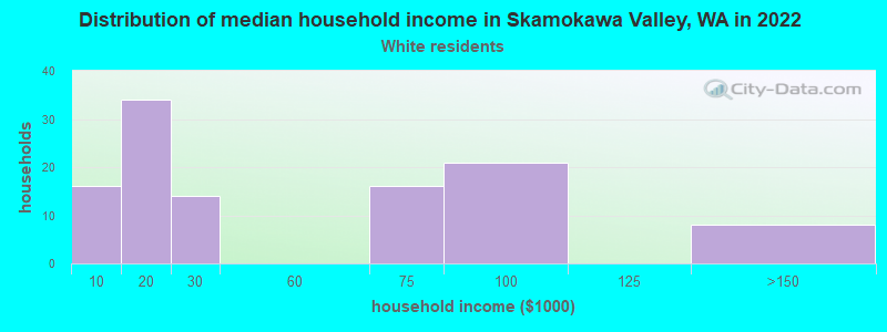 Distribution of median household income in Skamokawa Valley, WA in 2022
