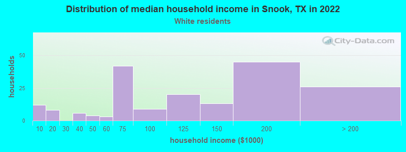 Distribution of median household income in Snook, TX in 2022