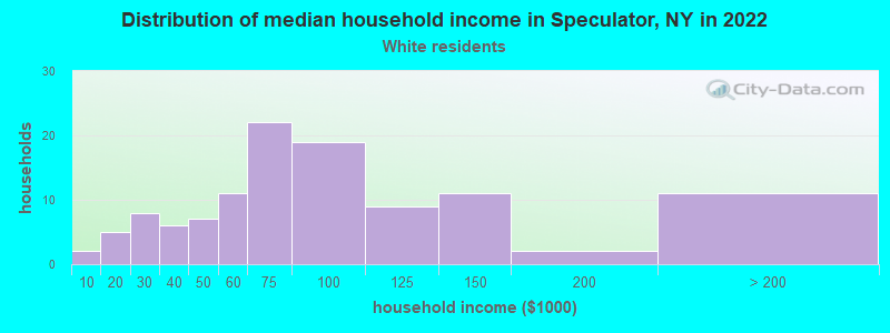 Distribution of median household income in Speculator, NY in 2022