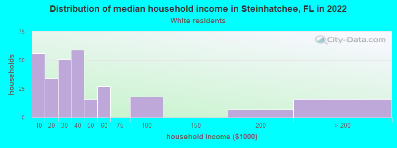 Distribution of median household income in Steinhatchee, FL in 2022