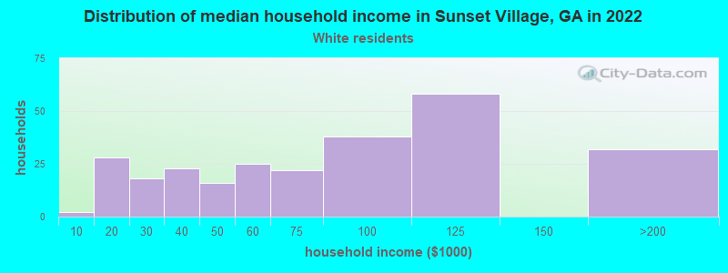 Distribution of median household income in Sunset Village, GA in 2022
