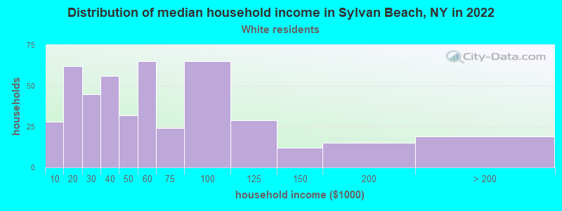 Distribution of median household income in Sylvan Beach, NY in 2022