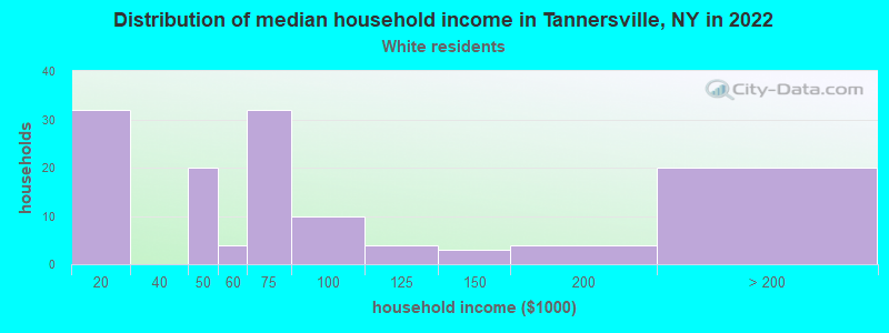 Distribution of median household income in Tannersville, NY in 2022