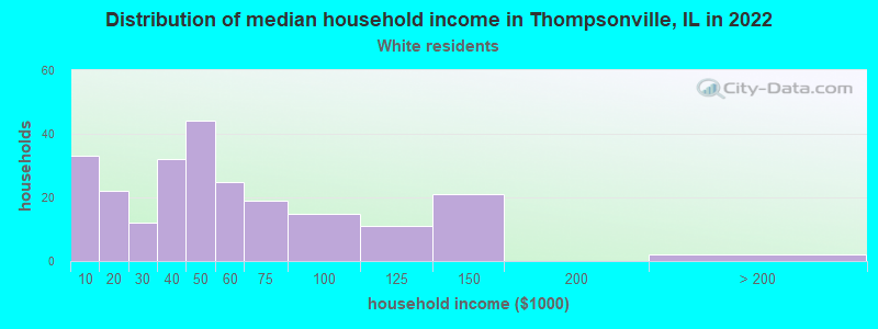 Distribution of median household income in Thompsonville, IL in 2022