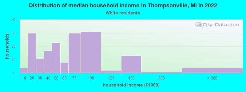 Distribution of median household income in Thompsonville, MI in 2022