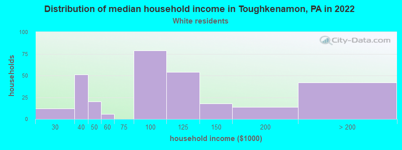 Distribution of median household income in Toughkenamon, PA in 2022