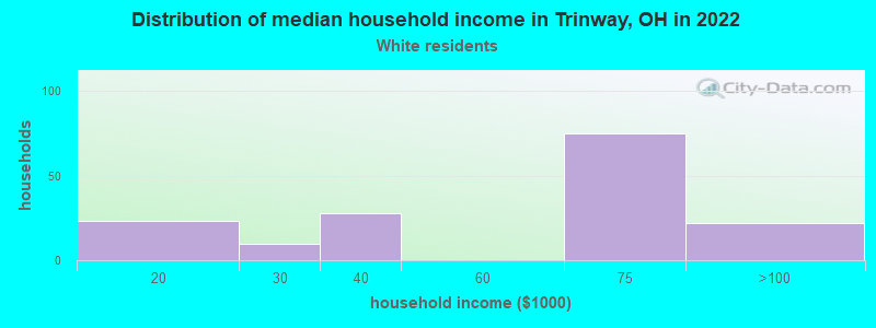 Distribution of median household income in Trinway, OH in 2022