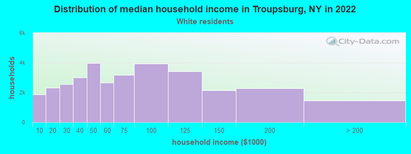 Distribution of median household income in Troupsburg, NY in 2022