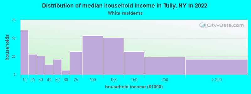 Distribution of median household income in Tully, NY in 2022
