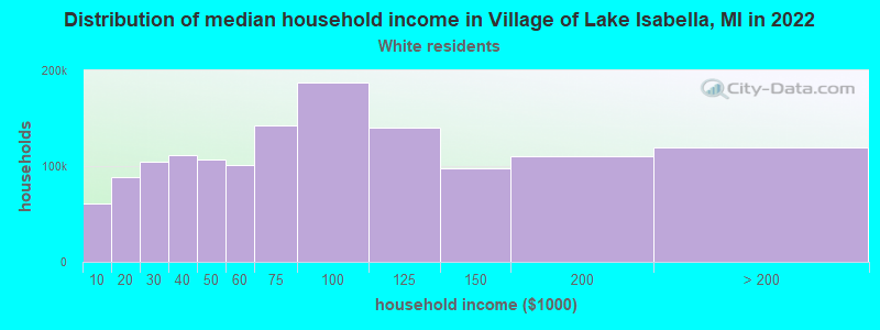 Distribution of median household income in Village of Lake Isabella, MI in 2022