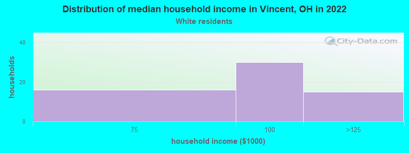 Distribution of median household income in Vincent, OH in 2022