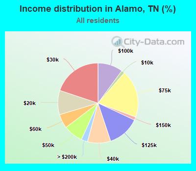 Income distribution in Alamo, TN (%)