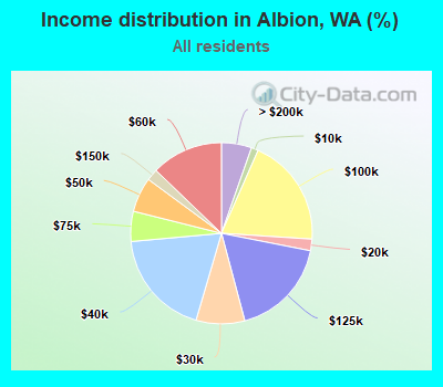 Income distribution in Albion, WA (%)