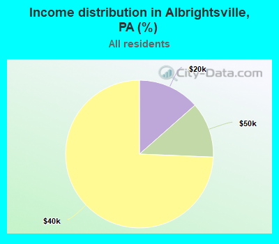 Income distribution in Albrightsville, PA (%)