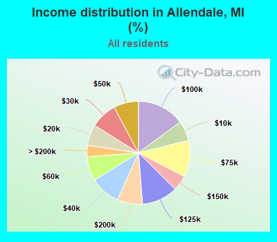 Income distribution in Allendale, MI (%)