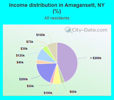 Income distribution in Amagansett, NY (%)