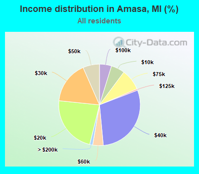 Income distribution in Amasa, MI (%)