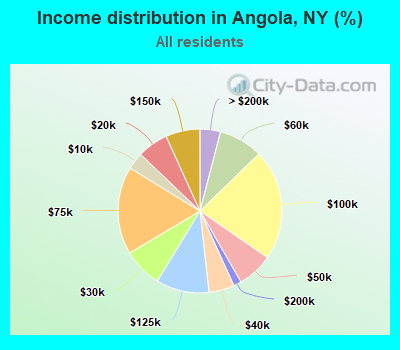 Income distribution in Angola, NY (%)
