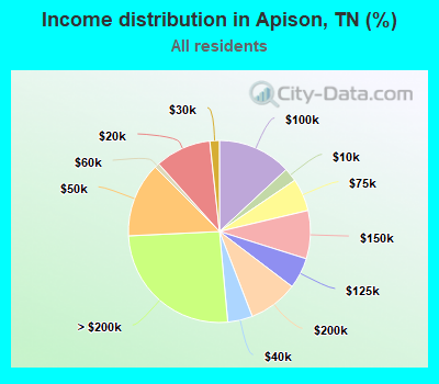 Income distribution in Apison, TN (%)