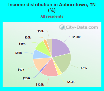 Income distribution in Auburntown, TN (%)