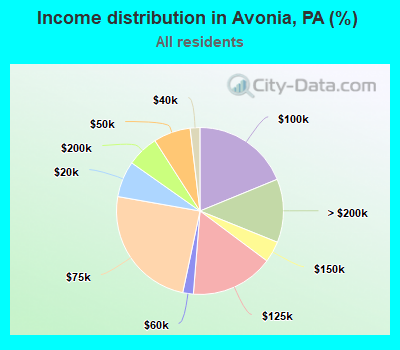 Income distribution in Avonia, PA (%)