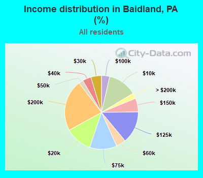 Income distribution in Baidland, PA (%)